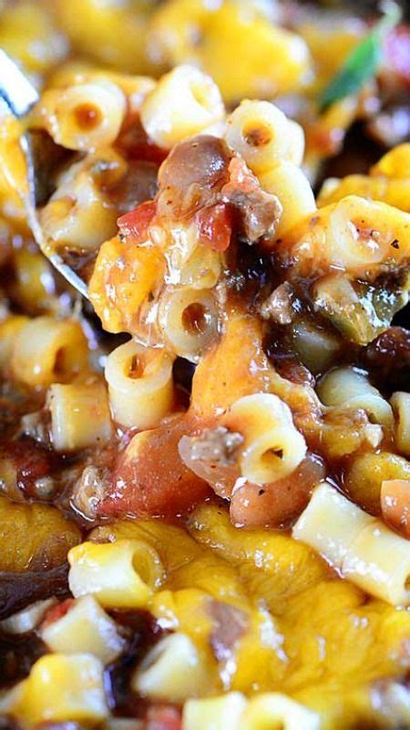 Chili Pasta Skillet Recipe ~ Cheesy And Meaty Delicious Comfort Food