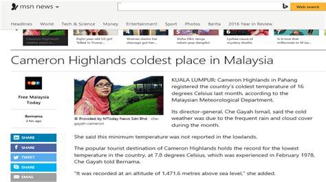 Cameron highlands is situated in pahang, west malaysia. Dr Mat: temperature issues in Cameron Highlands were ...