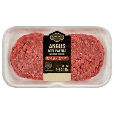Private Selection 8020 Angus Beef Ground Chuck Patties 2 Ct 14 Oz