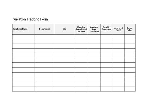 Employee Vacation Tracker Form Templates At