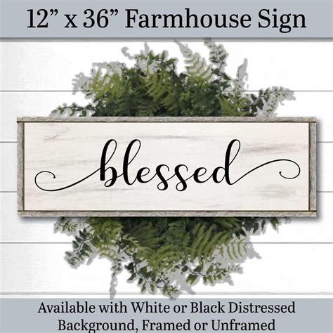 Blessed Sign Farmhouse Decor Sign Framed Wood Wall Art Large Etsy