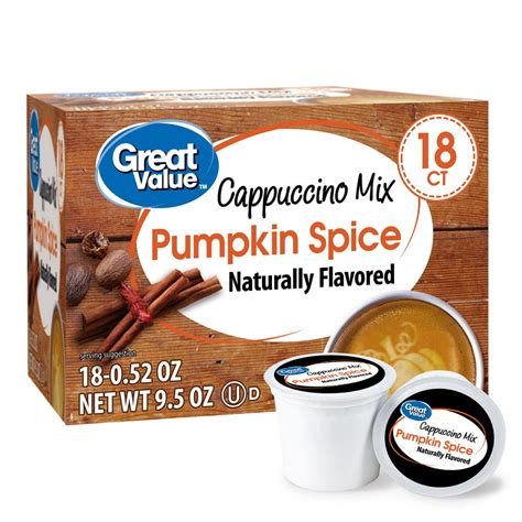 Great Value Pumpkin Spice Cappuccino Mix 053 Oz 18 Count Walmart
