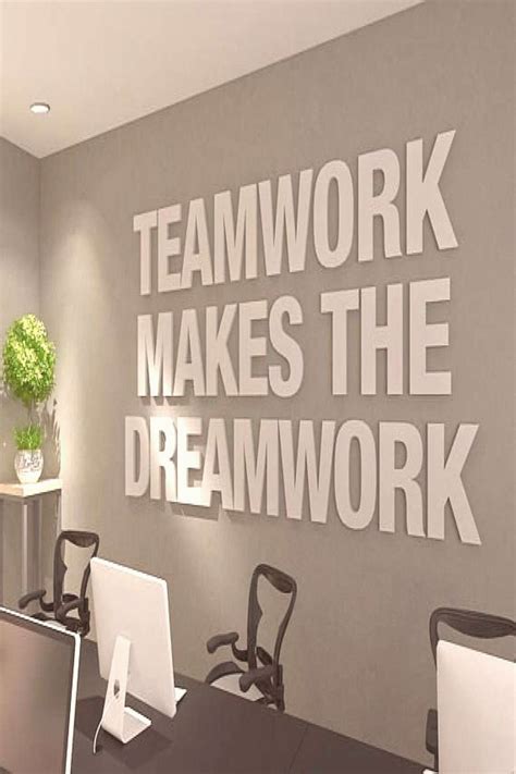 Teamwork Maakt De Dreamwork 3d Office Wall Art Typography Office Design