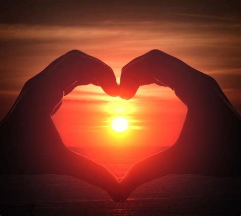 Free Stock Photo Of Hand Silhouette In Heart Shape With Sunset In The