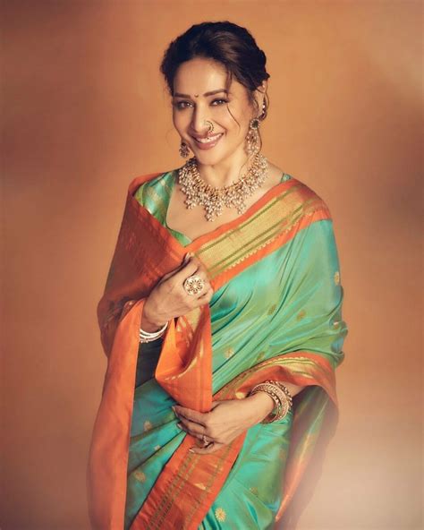 Madhuri Dixit Proves Why She Is An Evergreen Beauty In A Teal Paithani Saree