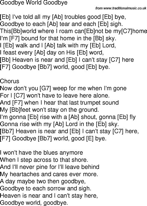 Old Time Song Lyrics With Guitar Chords For Goodbye World Goodbye Eb Hot Sex Picture