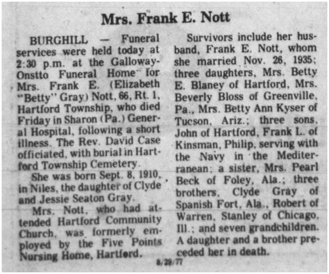 Elizabeth Jeanette “Betty” Gray Nott (1910-1977) - Mémorial Find a Grave