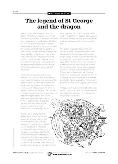 The Legend Of Saint George And The Dragon Primary Ks2 Teaching