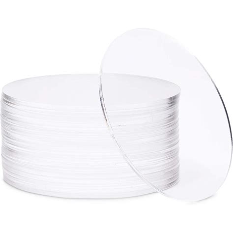 20 Pack Clear Acrylic Plastic Blank Discs Round Circles For Arts And