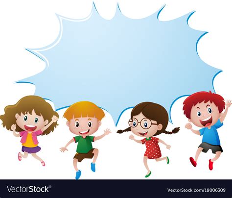 Border Template With Boys And Girls Royalty Free Vector