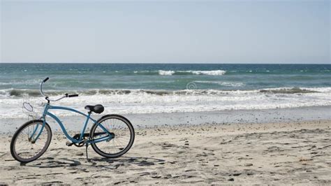 Bicycle Cruiser Bike By Ocean Beach California Coast Usa Summertime