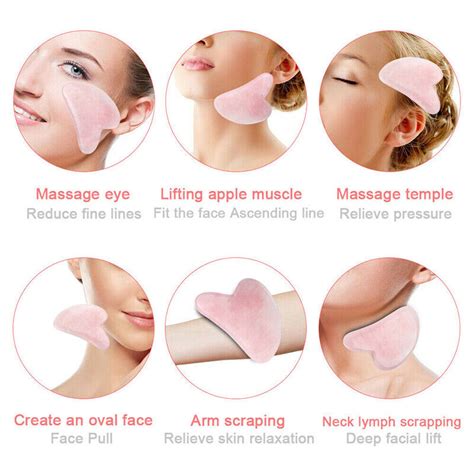 Natural Rose Quartz Stone Guasha Massage Face Tool Gua Sha Board Body Massager Ebay