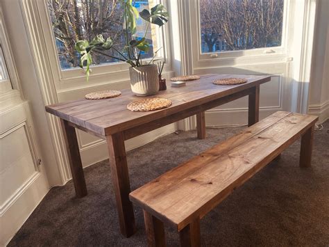 The Chunky Farmhouse Interior Table Kitchen Table Wooden Etsy Uk