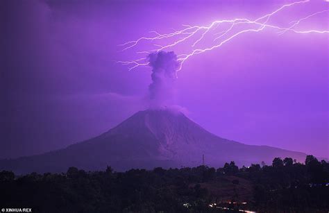 Purple Haze Incredible Moment Sky Changes Colour As Lightning Bolt