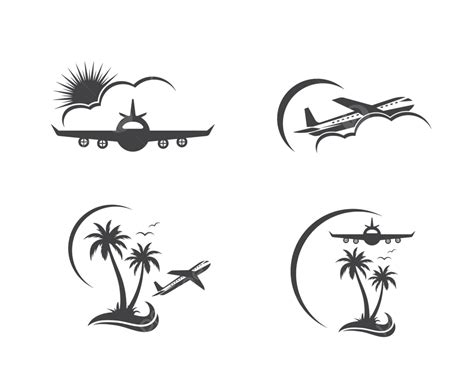 Travel Agency Logo With Palm Tree Icon And Airplane Vector Image Vector