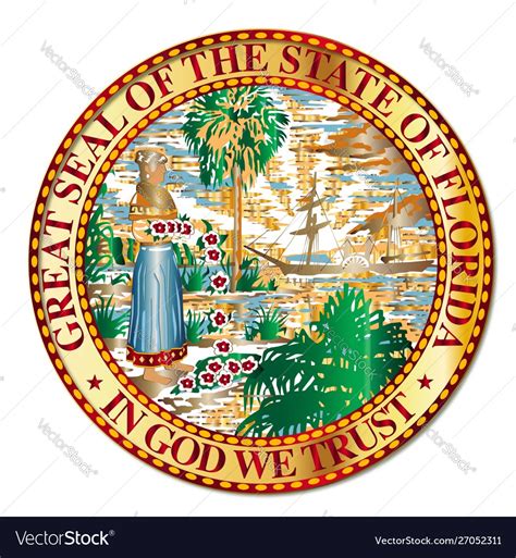 Metal Florida State Seal Royalty Free Vector Image