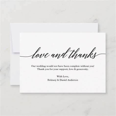 Minimalist Modern Calligraphy Love Thanks Wedding Thank You Card Artofit