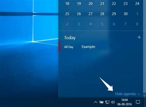 How To Hide Agenda From Taskbar Clock In Windows 10