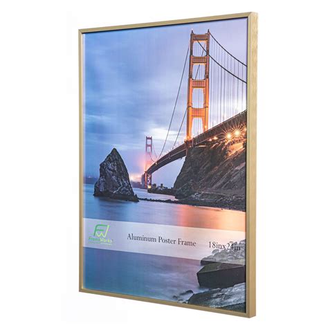 18 X 24 Gold Brushed Aluminum Poster Picture Frame With Plexiglass