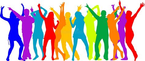 Party Crowd People Silhouettes Color Vector Illustration Color