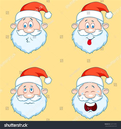 Four Funny Santa Claus Heads Set Stock Vector Royalty Free 523715701 Shutterstock