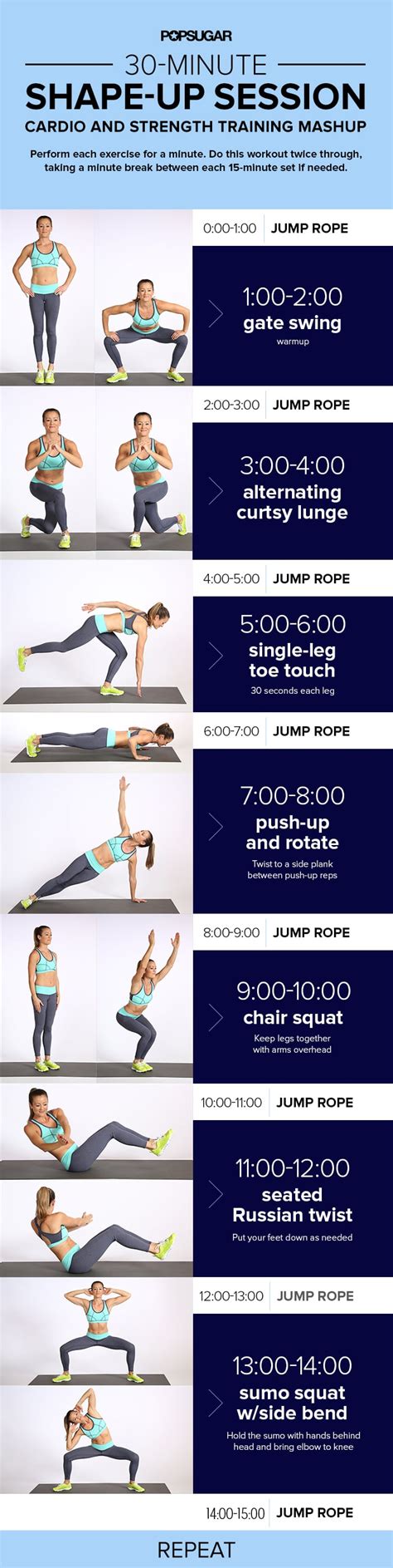 Printable Workout Minutes Cardio And Strength Training Popsugar Fitness