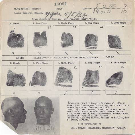 Arrest Record From Montgomery Alabama 1938 Includes Finger - Etsy