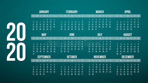 Calendar 2020 2021 2022 Year Grid Template In Portrait And Landscape