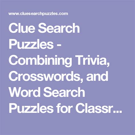 clue search puzzles combining trivia crosswords and word search puzzles for classroom use