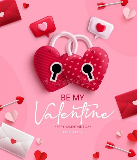 Happy Valentine`s Day Vector Design Be My Valentine Text With Heart