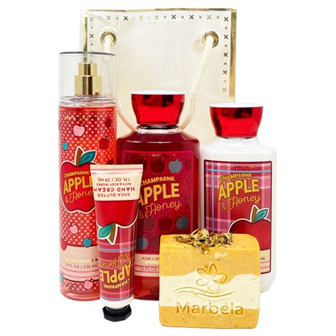 Bath And Body Works Champagne Apple And Honey With Marbela Chamomile Sunset Soap T Set Bag