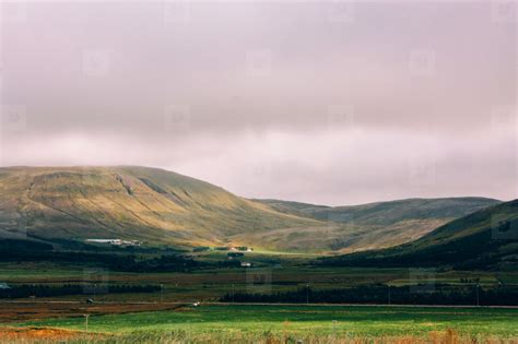 Icelandic Landscape Of Green Mountains Stock Photo 106422