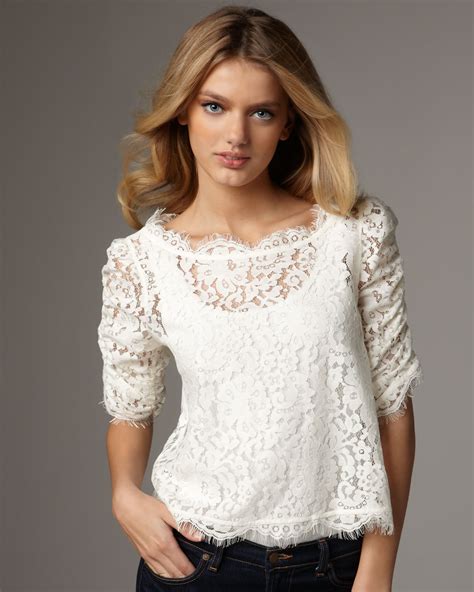 Joie Fanny Lace Top In White Lyst