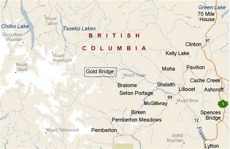 Gold Bridge British Columbia Area Map And More