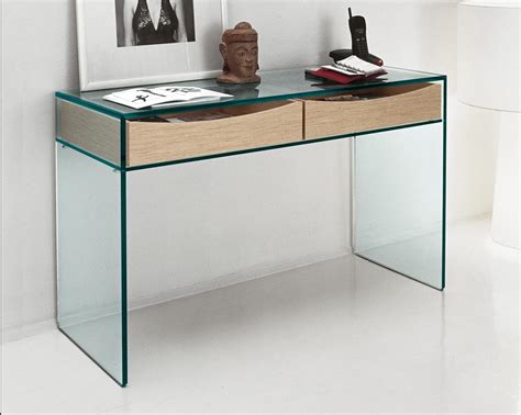 Tonelli Gulliver Clear Glass Deskconsole Table Glass Desks