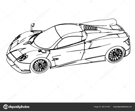 Sketch Sports Car White Background Vector Stock Vector Image By