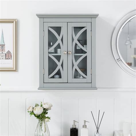 Fred Meyer Glitzhome Wooden Wall Cabinet With Double Doors Gray 20