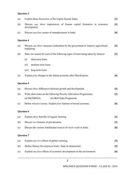Isc Class 11 Economics Specimen Paper 2024 Pdf Ncert Expert