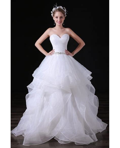 Ball Gown Sweetheart Floor Length Tulle Wedding Dress With Beading