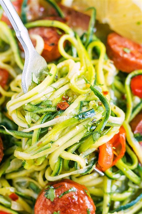 One pan healthy italian sausage & veggies. One-Pot Smoked Sausage and Zucchini Noodles | Veggie ...