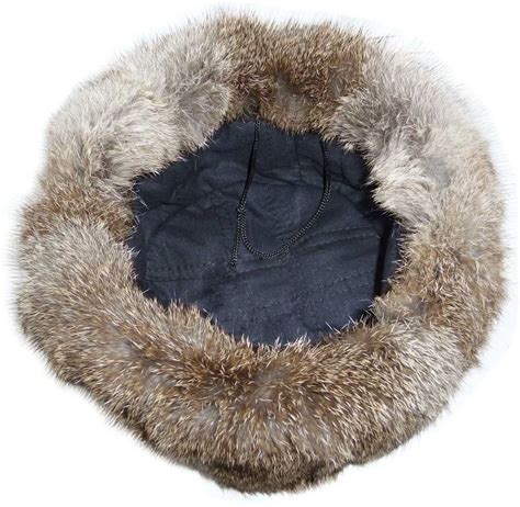 Genuine Brown Rabbit Fur Russian Ushanka Winter Hat Trapper Bomber W