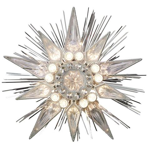 Ge Silver Jewel Star Christmas Tree Topper With White Incandescent
