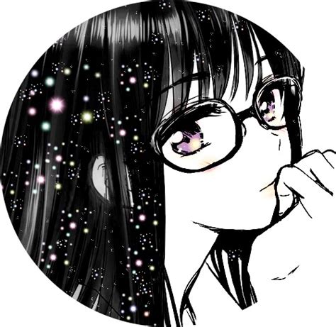 anime girl glasses monochrome circle icons image 3341752 by ksenia l on