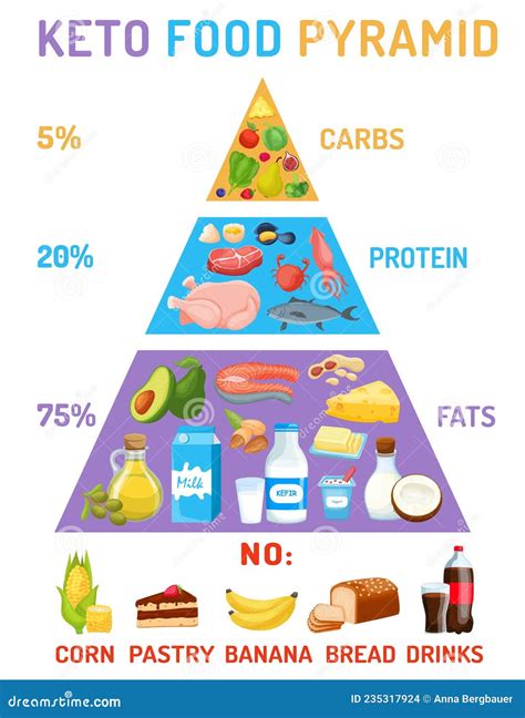 Low Carbohydrate Diet Diagram Medical Pyramid Infographics Stock