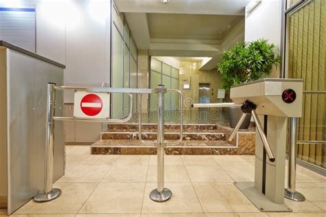 Lobby Entrance With Turnstile Stock Image Image Of Business Building