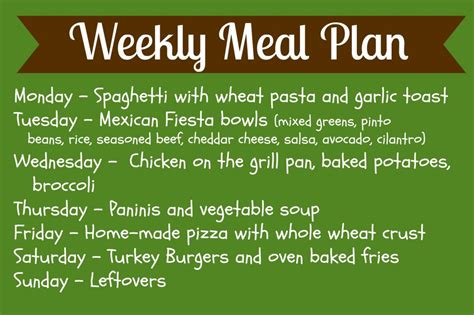 Weekly Meal Plan A Pinch Of Healthy