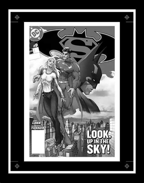 Michael Turner Supermanbatman 9 Rare Production Art Cover Monotone