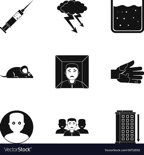 Fears And Phobias Icon Set Simple Style Royalty Free Vector