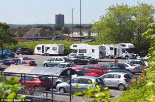 Travellers invade Sainsbury's car park in Hampshire | Daily Mail Online
