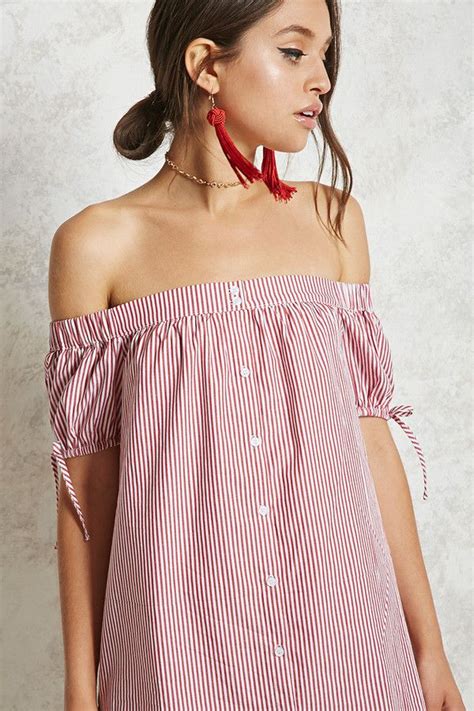 Forever Striped Off The Shoulder Dress Fashion Women Striped